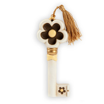 Egan - Felicita - Bomboniera Vari Eventi - Chiave Fiore grande "Felicità" - Colore: Bianco/Marrone - SKU: CH16S/2FI