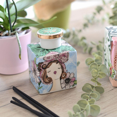  Egan - Le Pupazze - Bottiglia con tappo in ceramica per profumatori ambienti - Colore: Azzurro - SKU: PU48Q/3AZ 