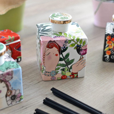  Egan - Le Pupazze - Bottiglia con tappo in ceramica per profumatori ambienti grande - Colore: Bianco - SKU: PU48Q/4W 