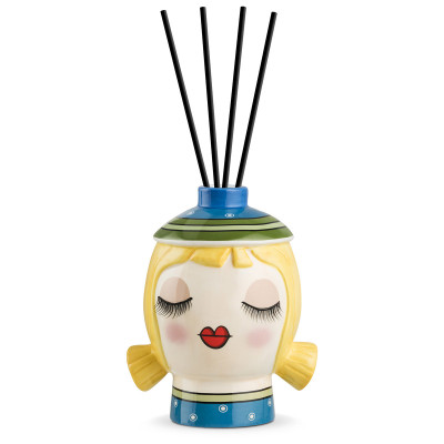  Egan - Le Pupazze - Bottiglia profumatore per ambienti in ceramica con bastoncini Amelie - Colore: Azzurro - SKU: 214047 