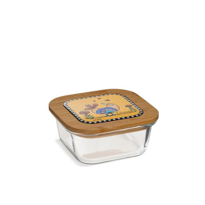 Egan - Cocoricò - Contenitore in vetro con coperchio in legno - Colore: Giallo - SKU: 228058