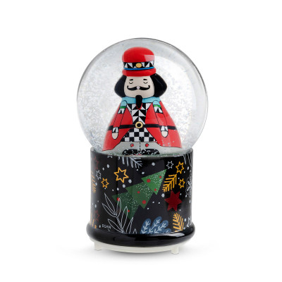  Egan - Palla di neve a luci led e carillon con Schiaccianoci - Colore: Rosso/Nero - SKU: 120049 