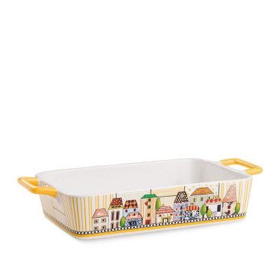  Egan - Pirofila grande in ceramica con manici "Paese Mio" - Colore: Giallo - SKU: 121022 