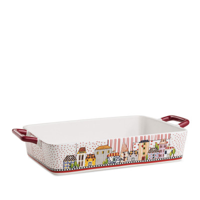  Egan - Pirofila grande in ceramica con manici "Paese Mio" - Colore: Rosso - SKU: 121023 