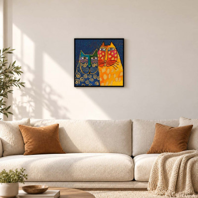 Egan Laurel Burch Quadretto da parete in tela dipinto a mano Gatto Blu Colore: Blu