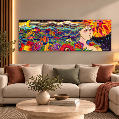 Egan Laurel Burch Quadro contemporaneo in tela dipinto a mano Marina