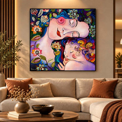 Egan Quadro moderno dipinto a mano su tela Colore: Multicolore
