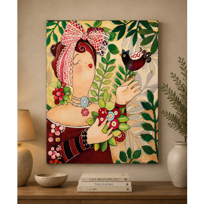Egan Le Pupazze Quadro moderno in tela dipinta a mano "La Miranda" 50x60
