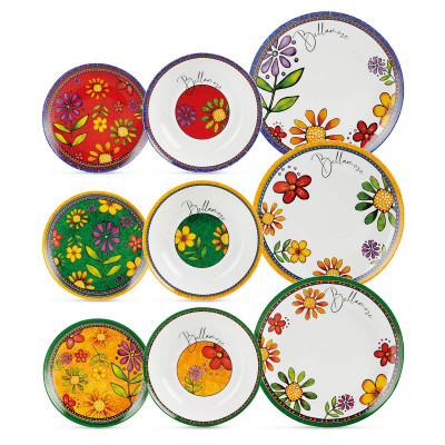  Egan - Bellamore - Servizio di piatti completo 18 pezzi in porcellana dal design elegante - Colore: Multicolore - SKU: 226039 