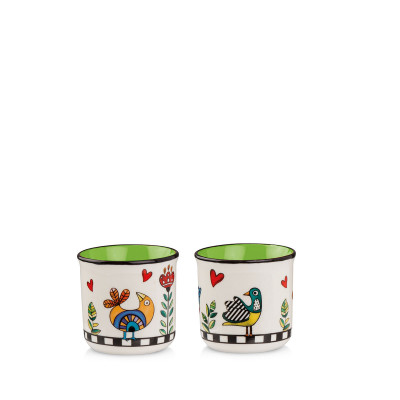  Egan - Cocoricò - Set 2 bicchieri in porcellana decorata dal design moderno - Colore: Verde - SKU: 228014 