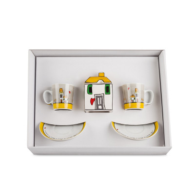 Egan - Le Casette - Set 2 tazze con piattino e zuccheriera in porcellana dal design moderno - SKU: 1920/SET