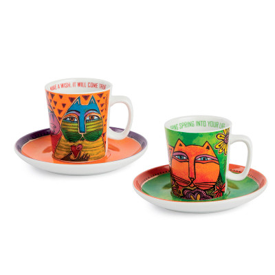 Egan - Laurel Burch - Set 2 tazzine da caffè in ceramica decorata a mano - Colore: Multicolore - SKU: PLB02/1AX