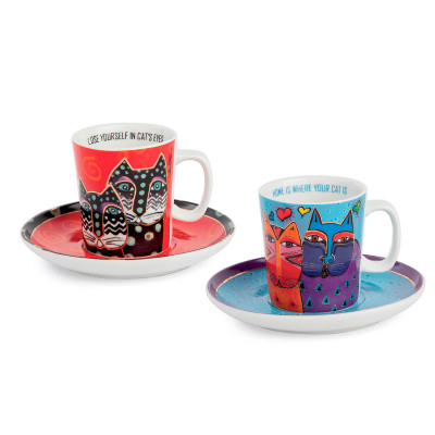 Egan - Laurel Burch - Set 2 tazzine da caffè in ceramica decorata a mano - SKU: PLB02/1SX