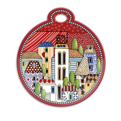  Egan - Sottopentola in ceramica smaltata "Paese Mio" - Colore: Rosso - SKU: 121025 