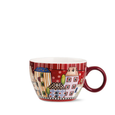  Egan - Tazza colazione in ceramica "Paese Mio" - Colore: Rosso - SKU: 121004 