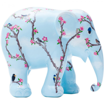 Elephant Parade - Blossom & Birds - Soprammobile Elefantino 15cm - Colore: Celeste - SKU: 8858831233454