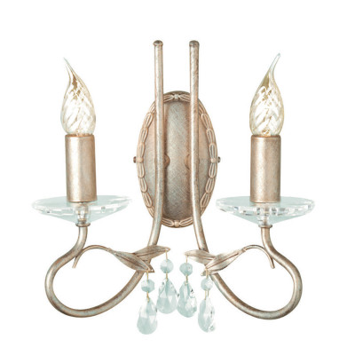 Elstead Lighting - Christina - Applique a 2 luci classica in acciaio e pendenti in cristallo senza paralume - Colore: Oro/Argento - 2 Lampadine E14 60W - IP20 - SKU: CRT2-SILVER-GOLD