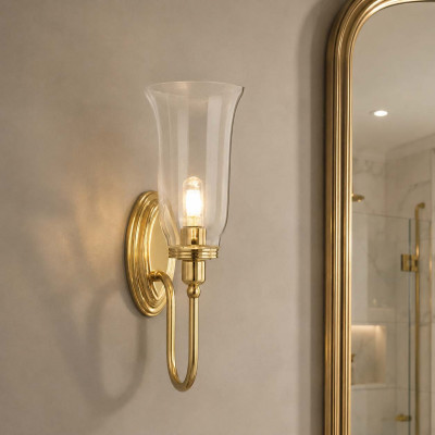 Elstead Lighting Blake Applique a parete classica con struttura in alluminio diffusore in vetro a LED Colore: Ottone