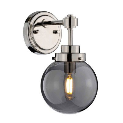 Elstead Lighting - Kula - Applique a parete moderna in acciaio con diffusore a boccia in vetro - Colore: Nichel - 1 Lampadina E14 40W - IP20 - SKU: KULA1