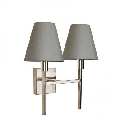Elstead Lighting - Lucerne - Applique a parete moderna in acciaio con doppio paralume in tessuto - Colore: Nichel - 2 Lampadine E14 25W - IP20 - SKU: LUCERNE-2LT