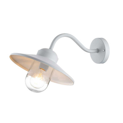 Elstead Lighting - Klampenborg - Applique da esterno a parete con struttura in acciaio e diffusore in vetro - Colore: Bianco - 1 Lampadina E27 60W - IP44 - SKU: KLAMPENBORG-WHT