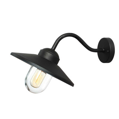 Elstead Lighting - Klampenborg - Applique da esterno a parete con struttura in acciaio e diffusore in vetro - Colore: Nero - 1 Lampadina E27 60W - IP44 - SKU: KLAMPENBORG-BK