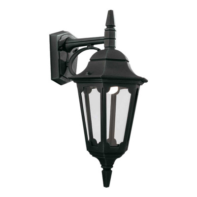 Elstead Lighting - Parish - Applique da esterno da parete con struttura in alluminio e paralume in vetro - Colore: Nero - 1 Lampadina E27 100W - IP44 - SKU: PR2-BLACK