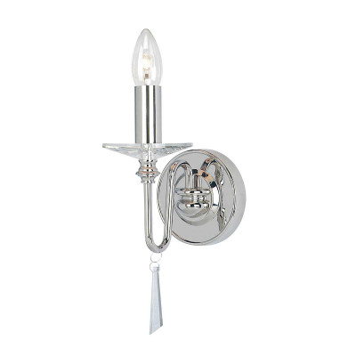 Elstead Lighting - Finsbury Park - Applique da parete in acciaio con dettagli in vetro con 1 lampadina - Colore: Nichel - 1 Lampadina E14 60W - IP20 - SKU: FP1-POL-NICKEL