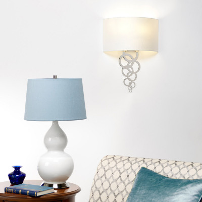 Elstead Lighting - Curtis - Applique da parete moderna grande in acciaio con diffuosre in tessuto curvo - 2 Lampadine E27 60W - IP20 - SKU: CURTIS-LARGE