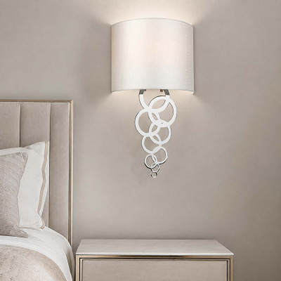 Elstead Lighting Curtis Applique da parete moderna piccola in acciaio con diffuosre in tessuto curvo Colore: Cromato