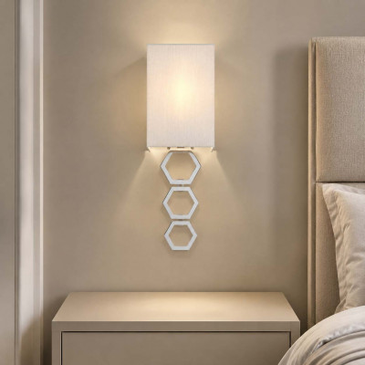 Elstead Lighting Ria Applique da parete moderna piccola in acciaio con diffuosre in tessuto Colore: Cromato