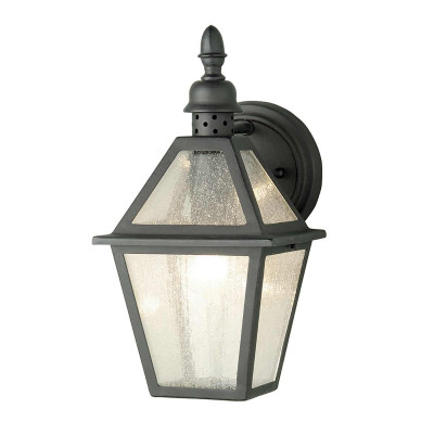 Elstead Lighting - Polruan - Applique da parete per esterni con struttura in acciaio e diffusore in vetro - Colore: Nero - 1 Lampadina E27 100W - IP44 - SKU: POLRUAN