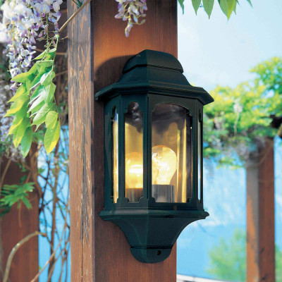 Elstead Lighting - Chapel - Applique da parete per esterni con struttura in alluminio e diffusore in vetro - Colore: Nero - 1 Lampadina E27 100W - IP44 - SKU: CP7-BLACK
