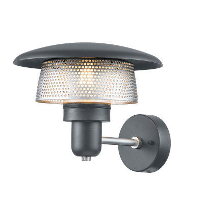 Elstead Lighting - Saturne - Applique da parete per esterno con struttura e diffusore in acciaio - Colore: Grigio - 1 Lampadina E27 60W - IP44 - SKU: SATURNE