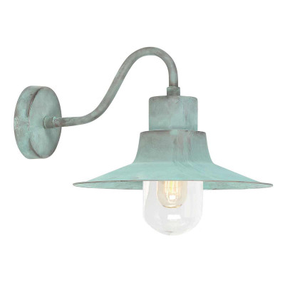 Elstead Lighting Sheldon Applique da parete per esterno struttura in ottone e diffusore in vetro Colore: Verde
