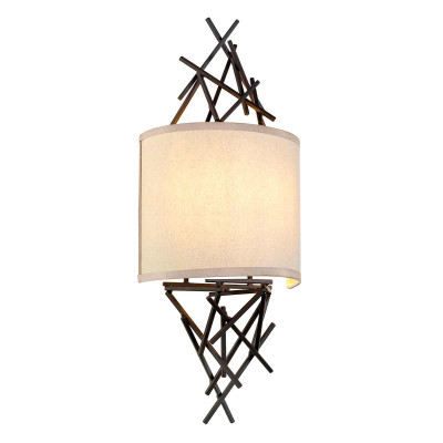 Elstead Lighting - Taiko - Applique moderna con struttura in acciaio e diffusore in tessuto - Colore: Bronzo - 2 Lampadine E14 60W - IP20 - SKU: TAIKO2