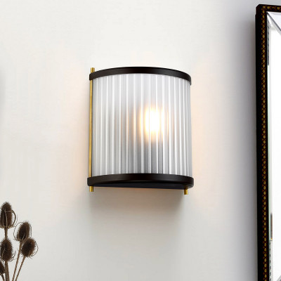Elstead Lighting - Corona - Applique moderna da parete struttura in acciaio e paralume in vetro - 1 Lampadina E27 60W - IP20 - SKU: DL-CORONA1