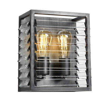 Elstead Lighting - Louvre - Lampada a parete doppio diffusore dal design moderno in acciaio e vetro - Colore: Grigio Scuro - 2 Lampadine E27 60W - IP20 - SKU: LOUVRE2