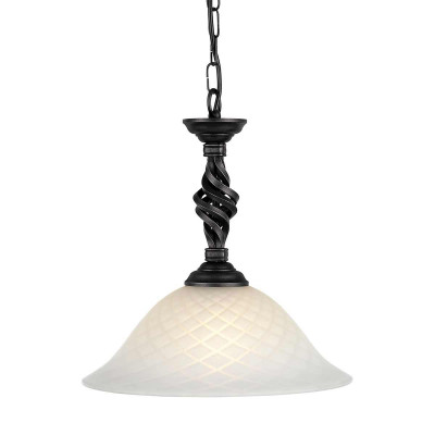 Elstead Lighting - Pembroke - Lampada a sospensione classica con struttura in acciaio e diffusore in vetro - 1 Lampadina E27 100W - IP20 - SKU: PB-P