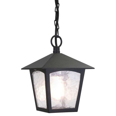 Elstead Lighting - York - Lampada a sospensione da esterni con struttura in alluminio e diffusore in vetro - Colore: Nero - 1 Lampadina E27 100W - IP44 - SKU: BL6B-BLACK