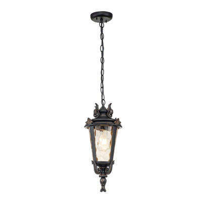 Elstead Lighting - Baltimore - Lampada a sospensione da esterno con struttura in alluminio e diffusore in vetro - Colore: Bronzo - 1 Lampadina E27 100W - IP44 - SKU: BT8-M