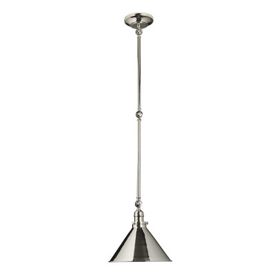Elstead Lighting - Provence - Lampada a sospensione dal design industrial con struttura e paralume in acciaio - Colore: Nichel - 1 Lampadina - E27 - 60W - IP20 - SKU: PV-GWP-PN