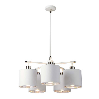 Elstead Lighting Balance Lampada a sospensione in acciaio con 5 diffusori in tessuto dal design moderno Colore: Bianco