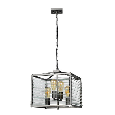 Elstead Lighting - Louvre - Lampadario in acciaio dal design moderno con 4 luci - Colore: Grigio Scuro - 4 Lampadine E27 60W - IP20 - SKU: LOUVRE-4P