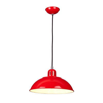 Elstead Lighting Franklin Lampada a sospensione industrial con struttura e diffusore in acciaio Colore: Rosso