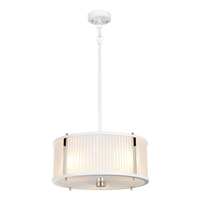 Elstead Lighting Corona Lampada a sospensione moderna grande in acciaio con paralume in vetro Colore: Nichel