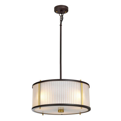 Elstead Lighting Corona Lampada a sospensione moderna grande in acciaio con paralume in vetro Colore: Ottone