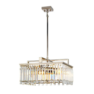 Elstead Lighting - Aries - Lampada a sospensione moderna grande in acciaio e diffusore in vetro a 4 luci - Colore: Nichel - 4 Lampadine E27 60W - IP20 - SKU: ARIES-4P-L