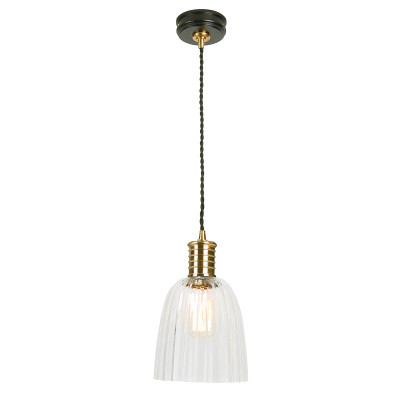 Elstead Lighting Douille Lampada a sospensione moderna in acciaio con diffusore singolo in vetro Colore: Nero/Oro
