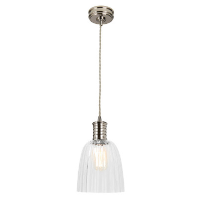 Elstead Lighting Douille Lampada a sospensione moderna in acciaio con diffusore singolo in vetro Colore: Nichel